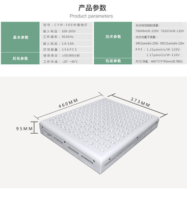 300W植物灯led植物工厂种植灯大棚室内花卉日照灯